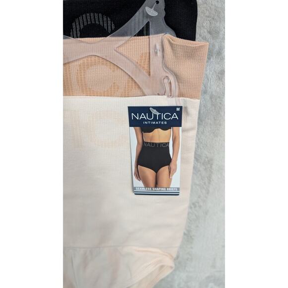NAUTICA 3 Pack Womens M Logo Seamless Shaping Briefs Panties Black Beige Cream - Picture 2 of 9